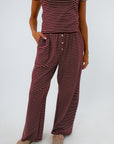 Long Weekend Burgundy Stripe Knit Pants
