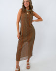 Steve Madden Rust Mesh Nyssa Midi Dress