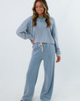 Z Supply Ocean Air Indigo Knit Sweatshirt with matching knit pants, blue matching set, Z Supply loungewear