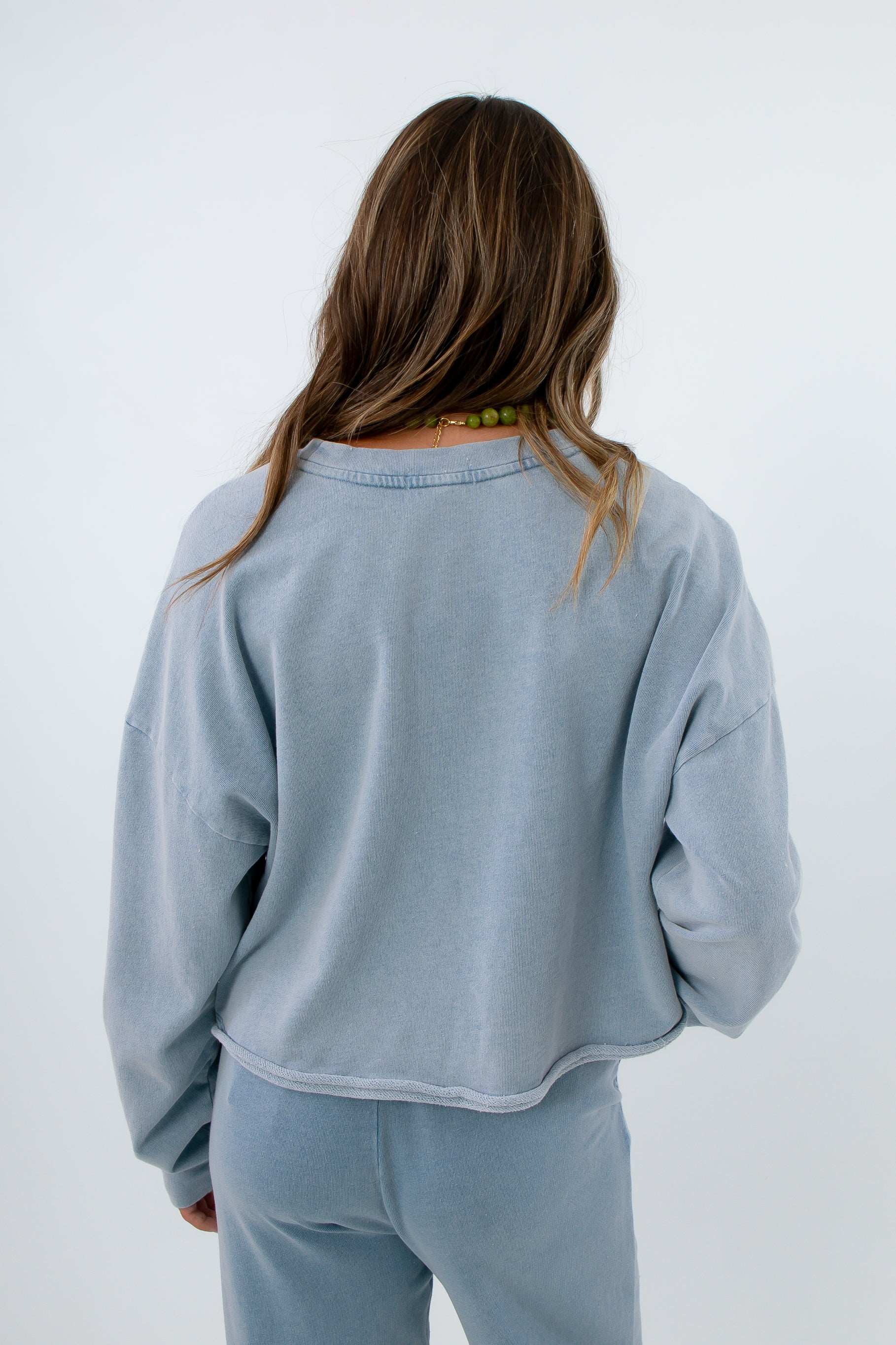 Blue sweatshirt matching knit pants set, blue matching lounge set, Z Supply crewneck