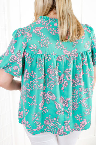 Teal & Pink Paisley Print Top-Voy-L. Mae Boutique