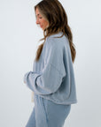 Comfortable blue French terry crew neck sweatshirt, blue loungewear set, Z Supply blue sweatshirt