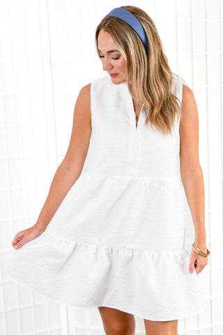 THML White Sleeveless Textured Dress-THML-L. Mae Boutique