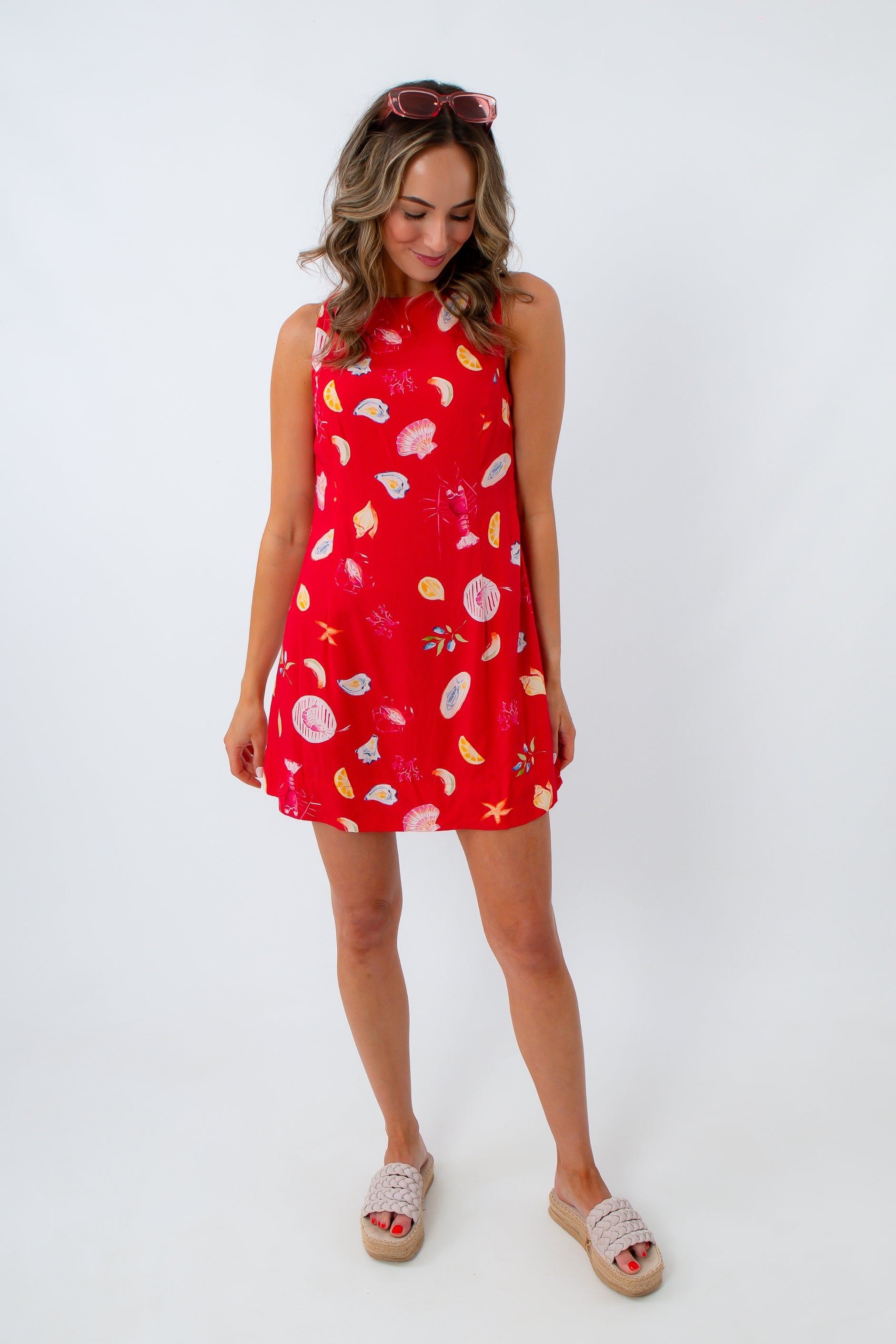 summer graphic icon mini dress for vacation