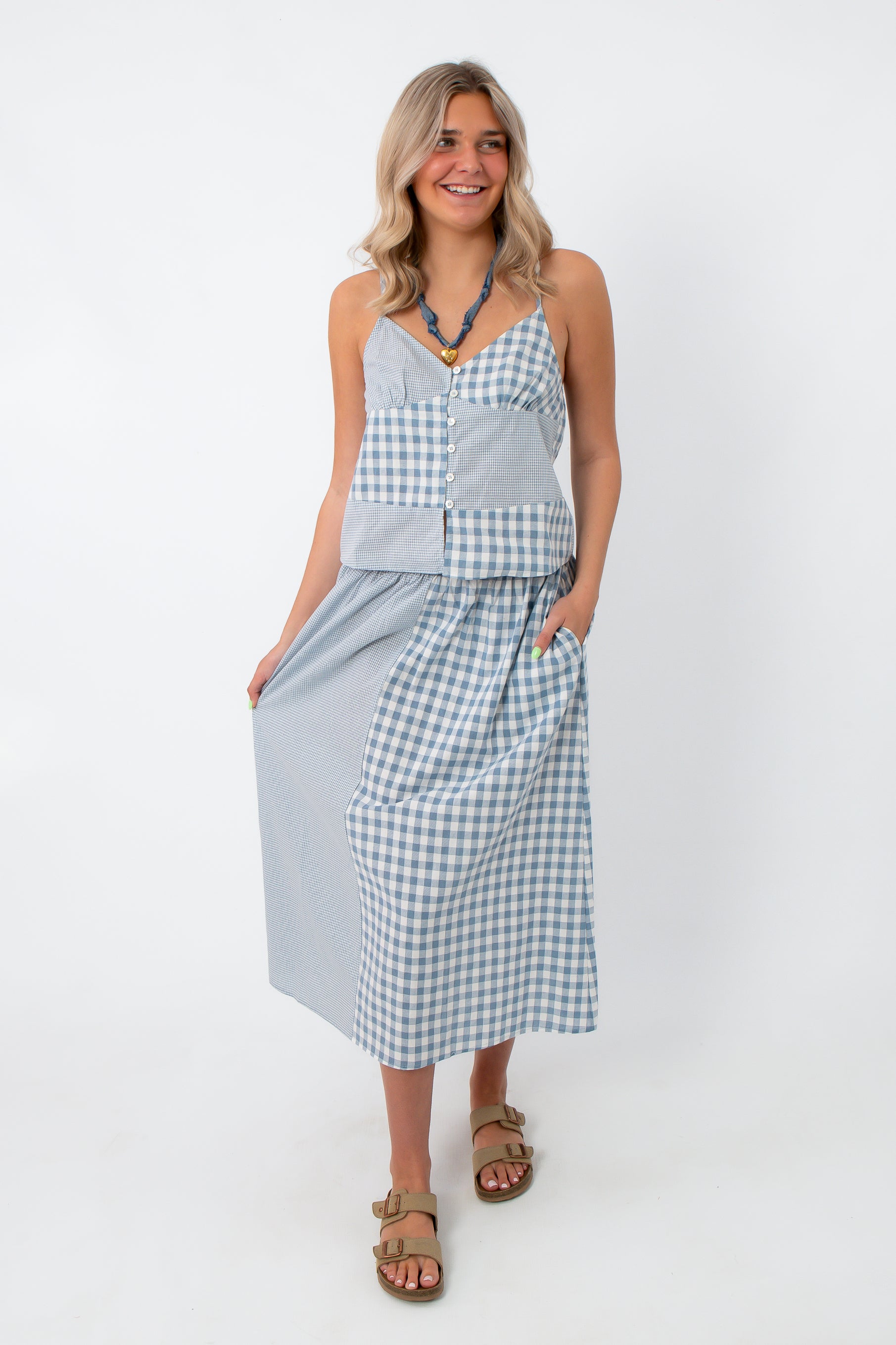 Day's End Blue Gingham Patchwork Set
