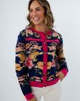 Golden Afternoon Floral Jacquard Cardigan