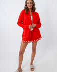 z supply red button down top