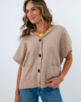 Heather Oatmeal Hoodie Short Sleeve Cardigan