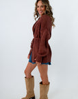 Dark brown open cardigan, fall layering pieces, fall outerwear, cozy fall cardigan