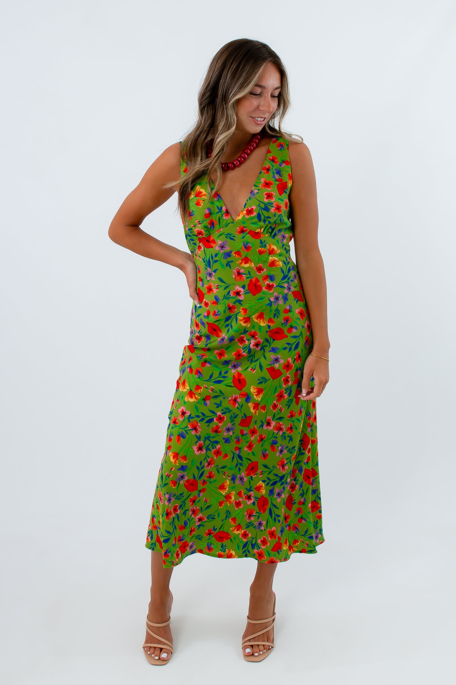 Picking Petals Colorful Floral Midi Dress