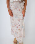 coral reef print maxi skirt