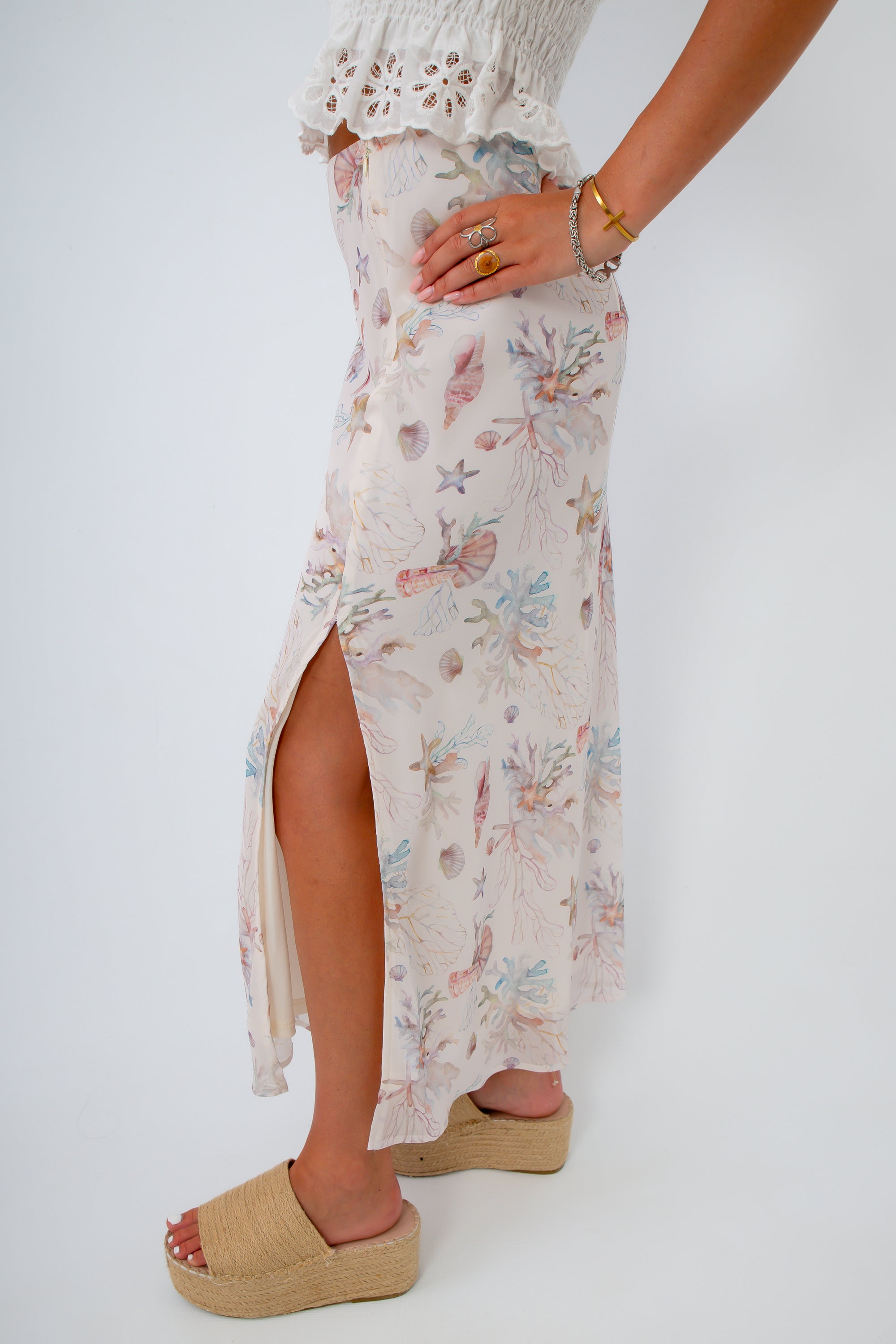 seashell print skirt