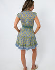 Alicia Lagoon Blockprint Sleeveless Mini Dress