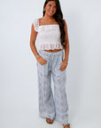 Beach to Brunch Blue Stripe Woven Pants