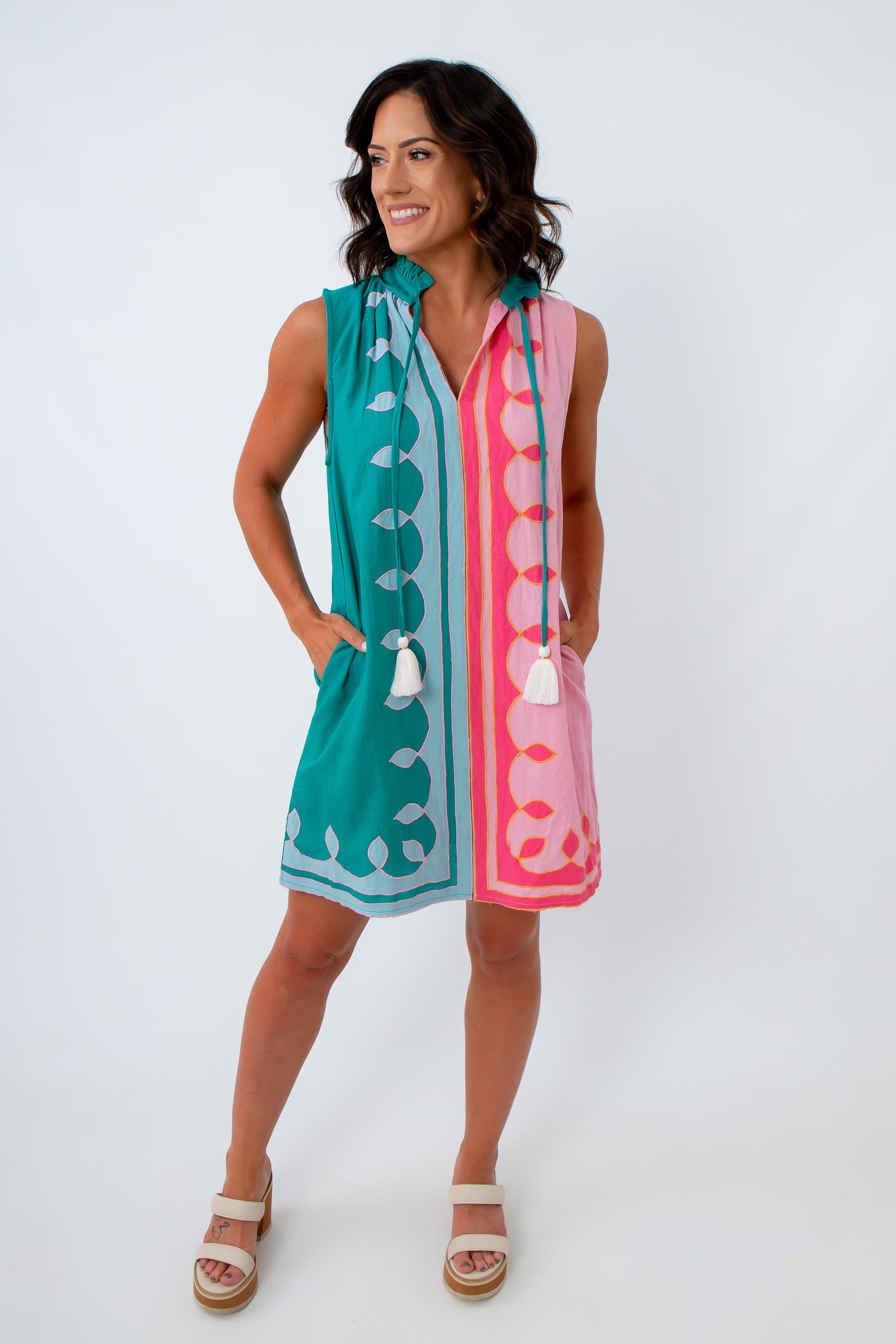 thml embroidered mini dress