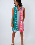THML Aurora Pink & Teal Sleeveless Dress