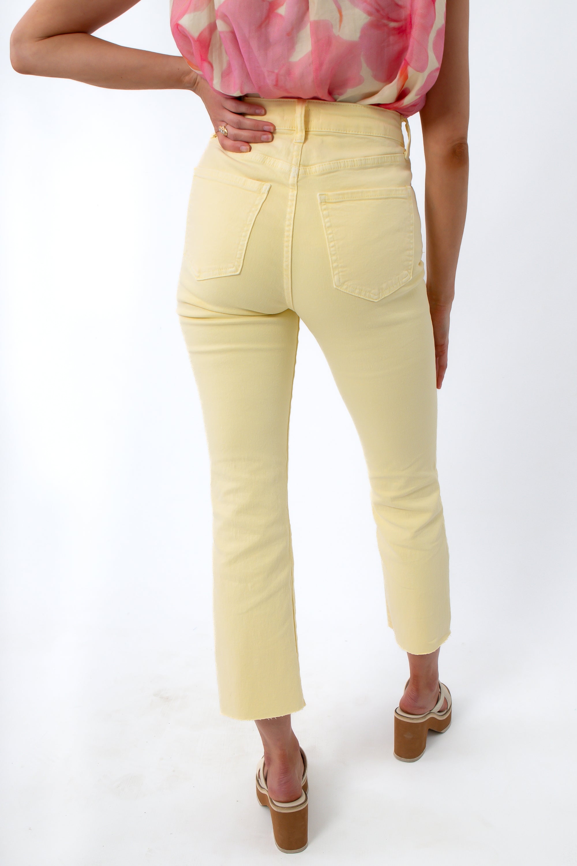 Kut from the Kloth Pastel Yellow Kelsey Ankle Flare Jean