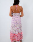 Summer Berry Bloom Mesh Maxi Dress