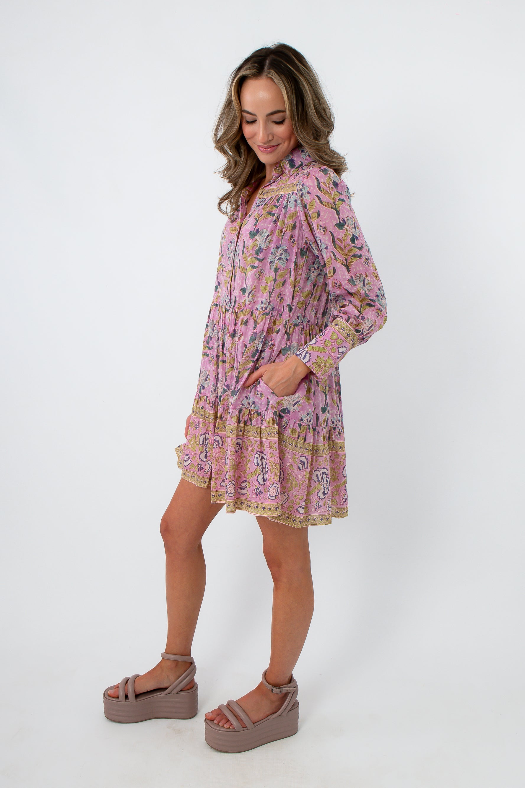 Magic Star Lily Long Sleeve Floral Mini Dress