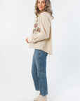 Carry On Taupe Embroidered Button Up Top