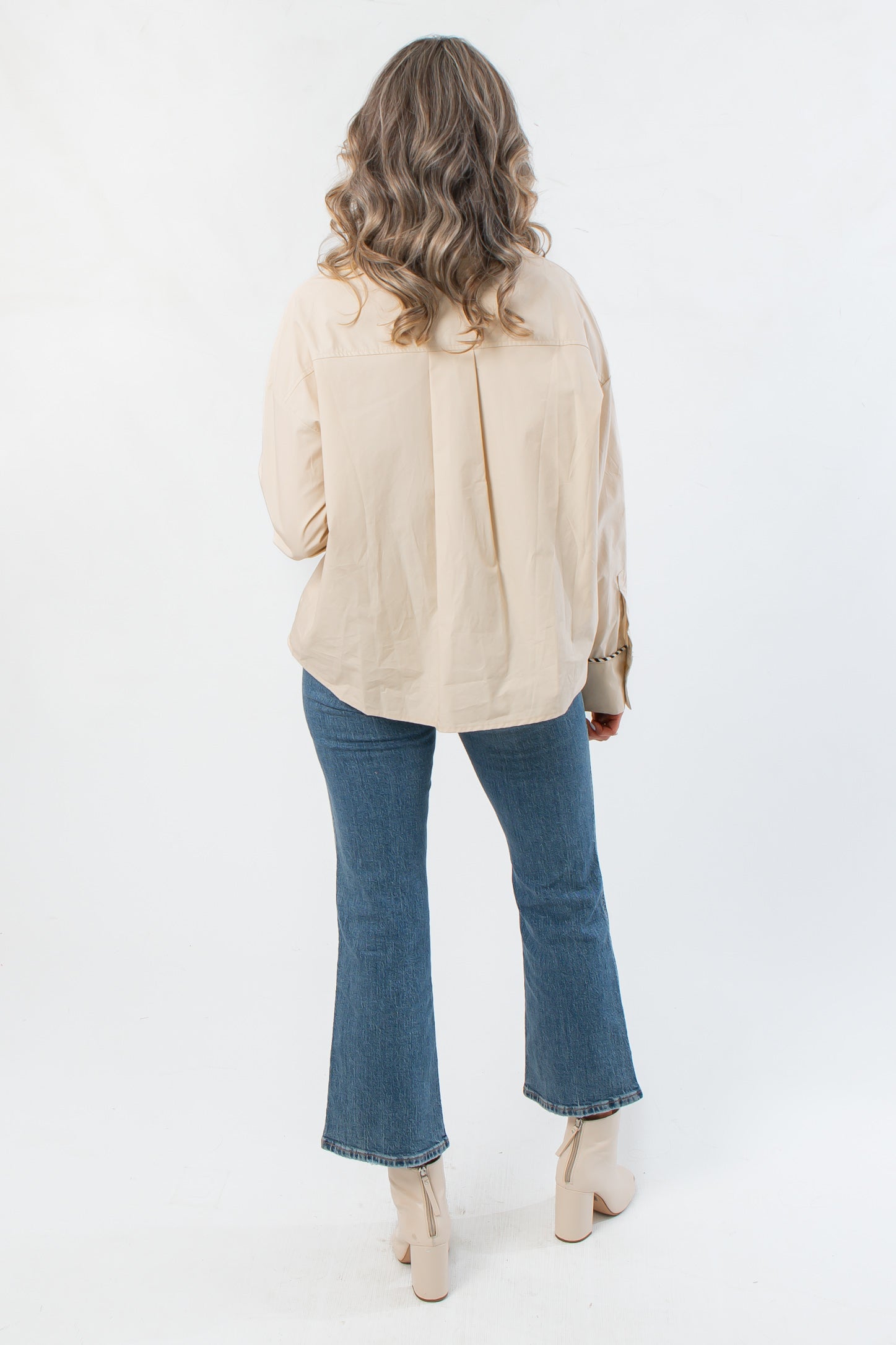 Carry On Taupe Embroidered Button Up Top