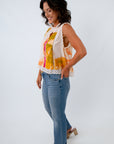 Marie Floral Eyelet Trim Sleeveless Top