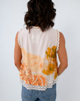 Marie Floral Eyelet Trim Sleeveless Top