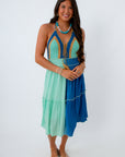 High Tides Ombre Crochet Halter Mini Dress