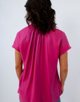 Fuchsia Shimmer Short Sleeve Blouse