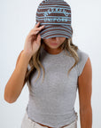 Weekend Uniform Blue & Brown Striped Trucker Hat