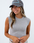 Weekend Uniform Blue & Brown Striped Trucker Hat