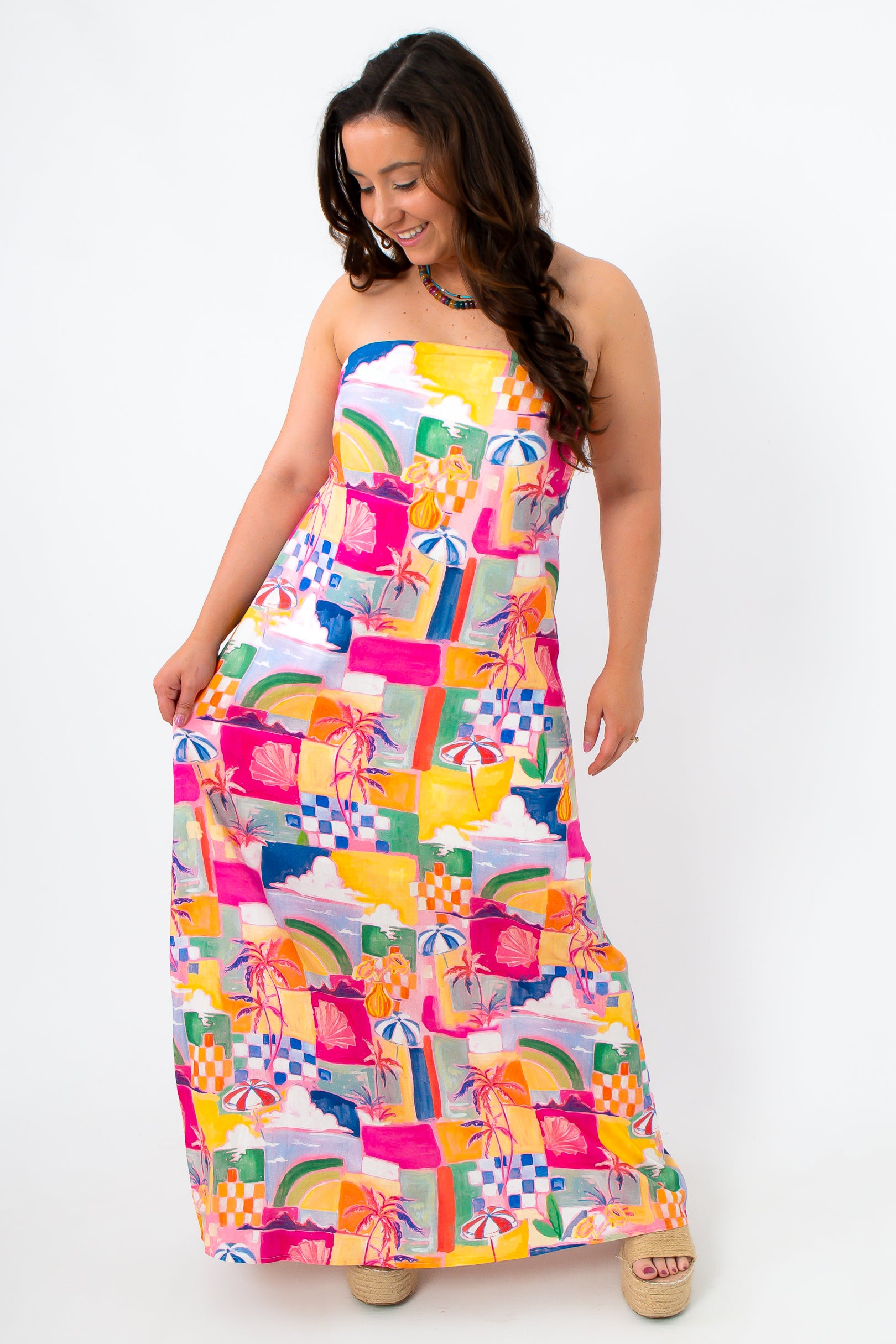 Island Paradise Strapless Maxi Dress