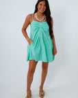 Generous fit mint mini dress for bid day