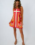 Pink and Orange Ric Rac Trim Mini Dress