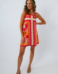 Pink & Orange Ric Rac Trim Mini Dress