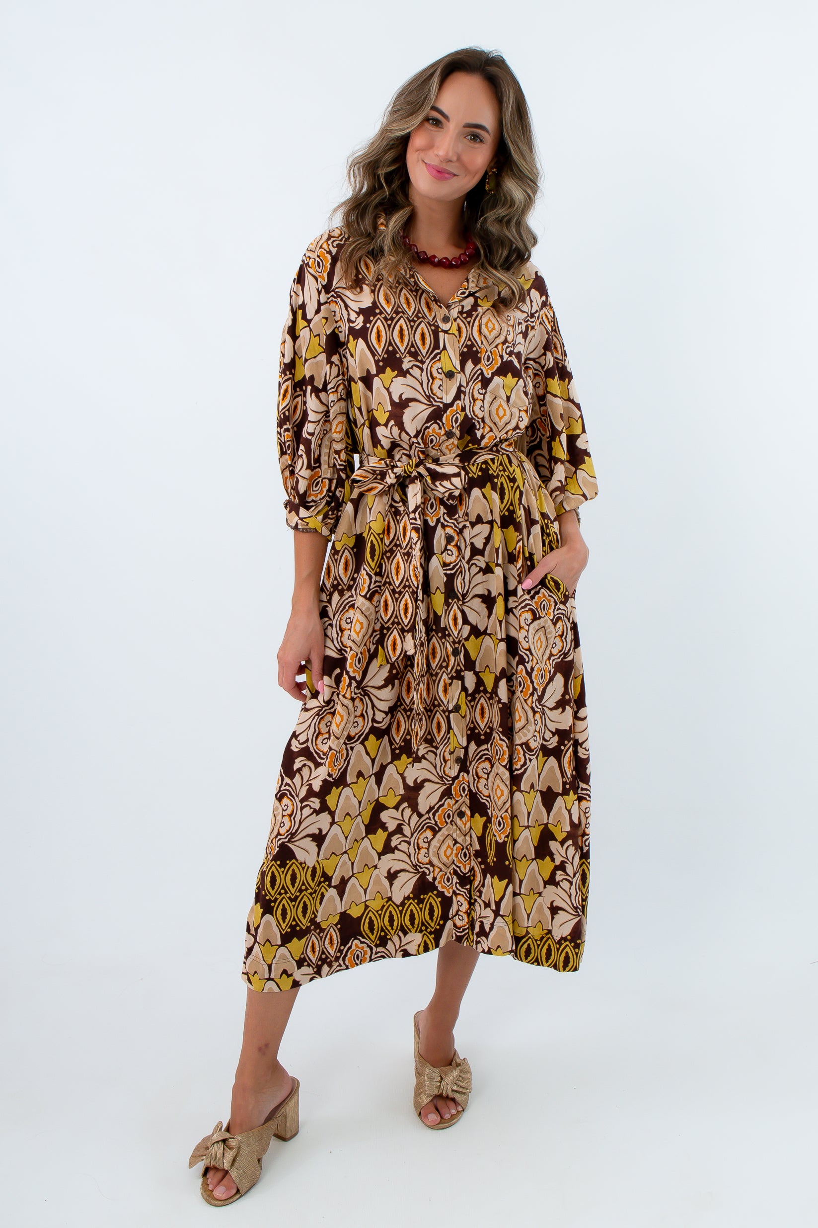 Deco Dreams Long Sleeve Midi Dress