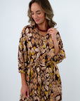 Long Sleeve Midi Dress with button front, long sleeve dresses for fall, fall long dresses, brown long dress