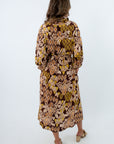 Brown patterned dress, long sleeve dress for fall, brown dress for fall workwear