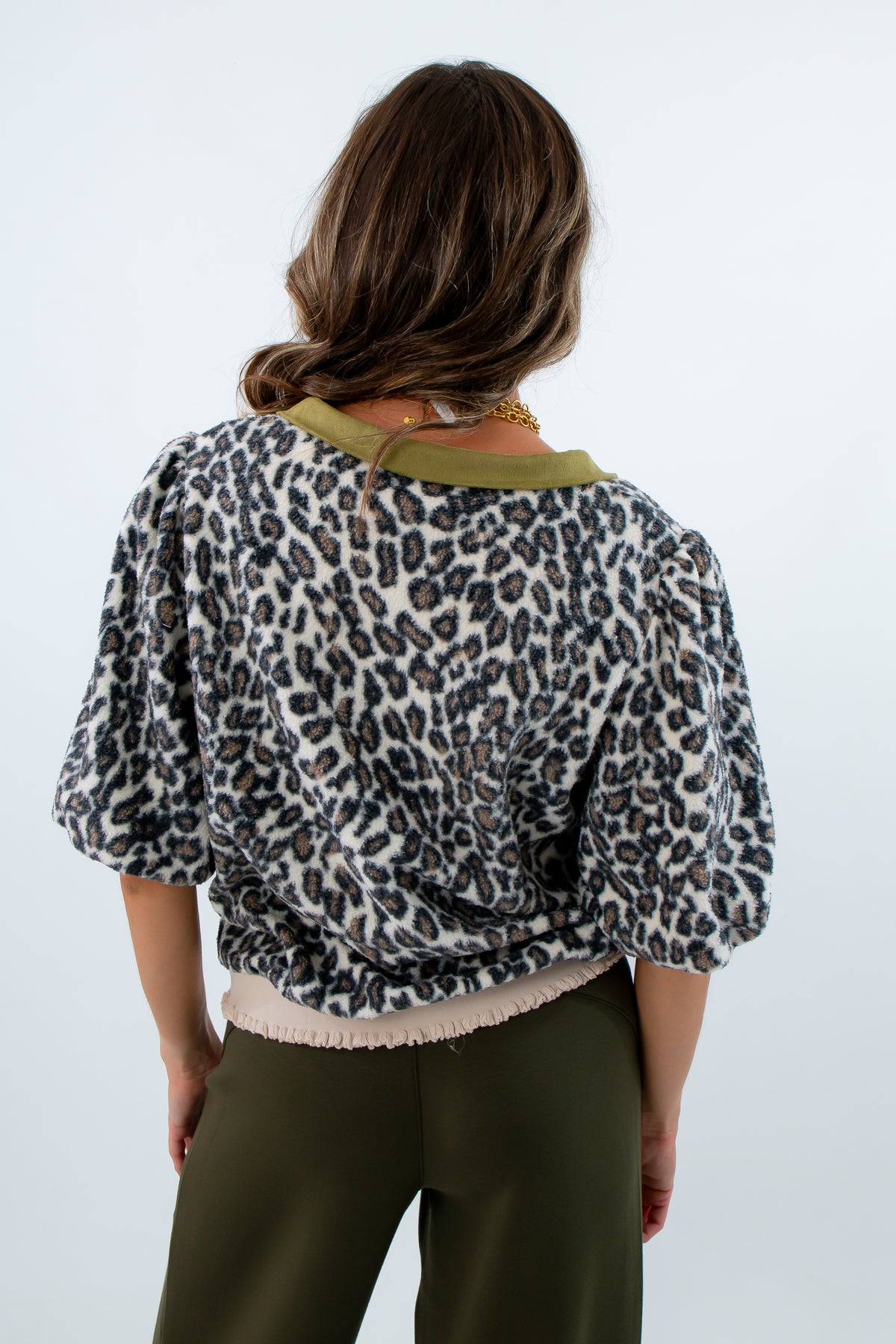 Cozy animal print sherpa top for fall layering, animal print sherpa, warm animal print top, cozy cheetah top for fall