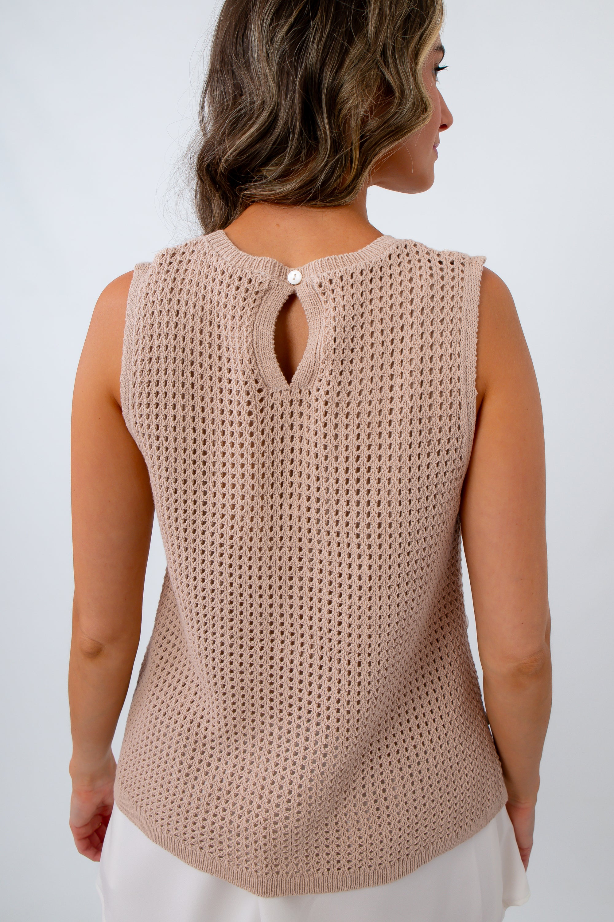Shell Embellished Knit Sweater Tank