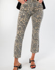 Kut Kelsey Ankle Flare - Leopard Pants with high-rise waist and stretch fabric, showcasing cropped flare leg and bold animal print design.