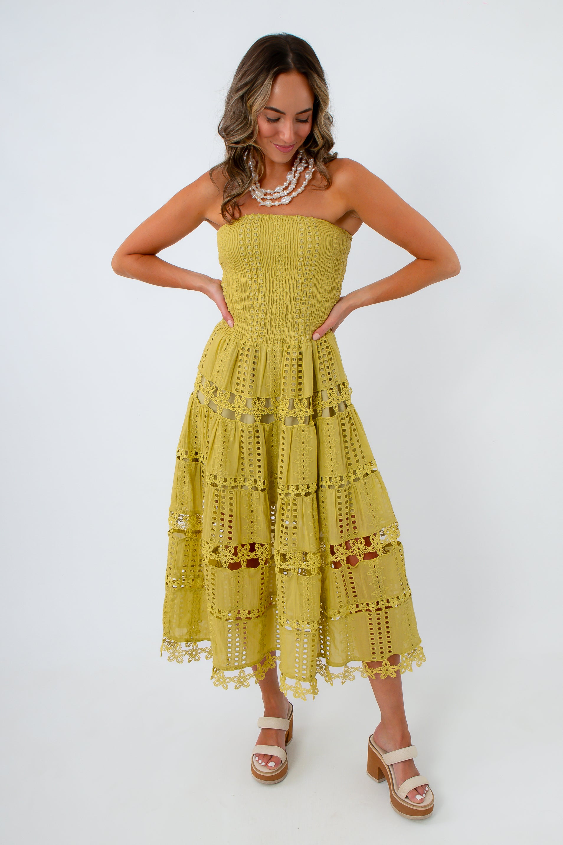Strut and Bolt eyelet strapless dress