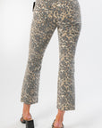Back view of Kut Kelsey High Rise Leopard Pants showing rear pockets, ankle flare cut, and all-over animal print for a bold fashion statement.