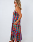 Multi-color check maxi dress for summer