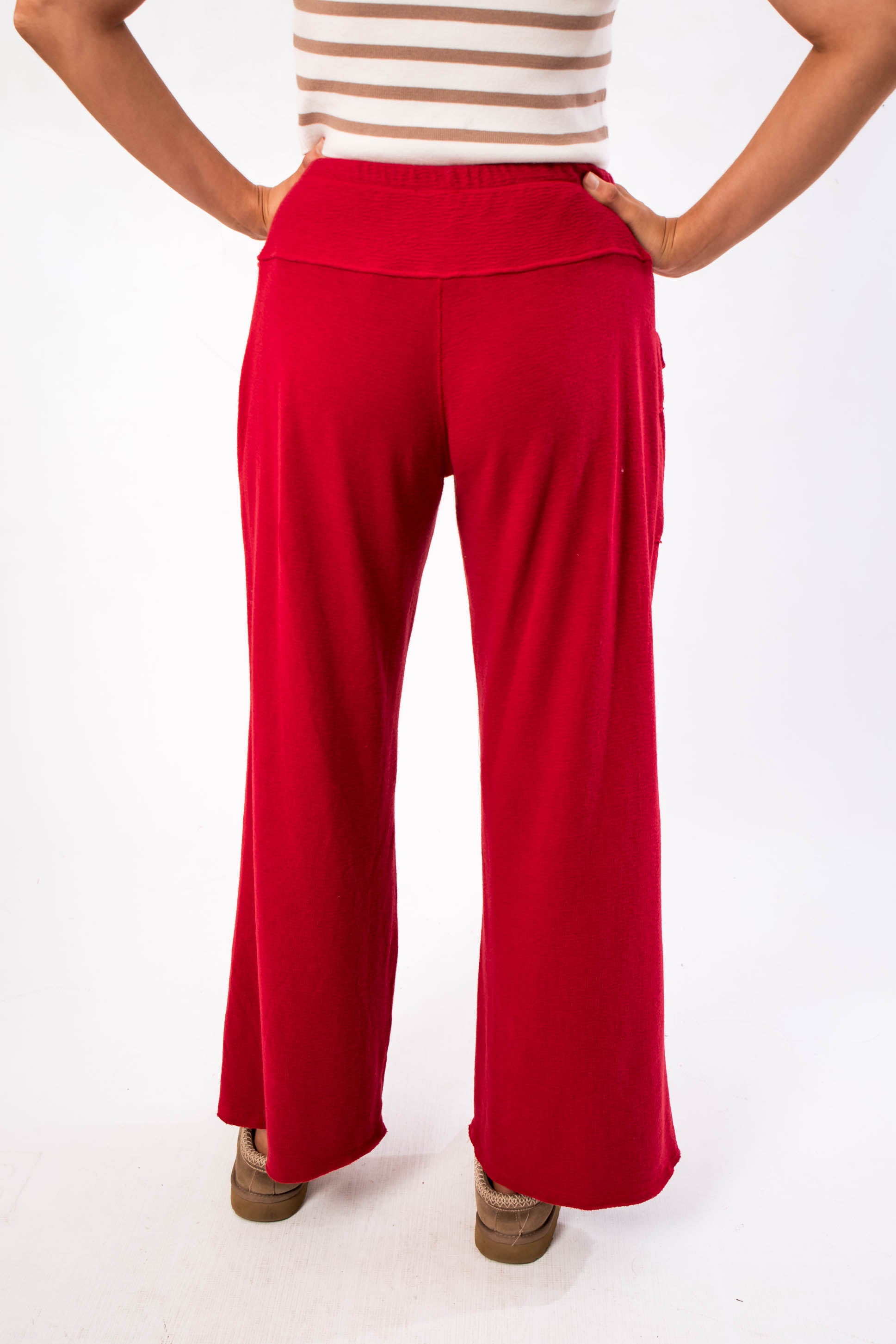 Free People Deep Cherry Staycation Lounge Pants
