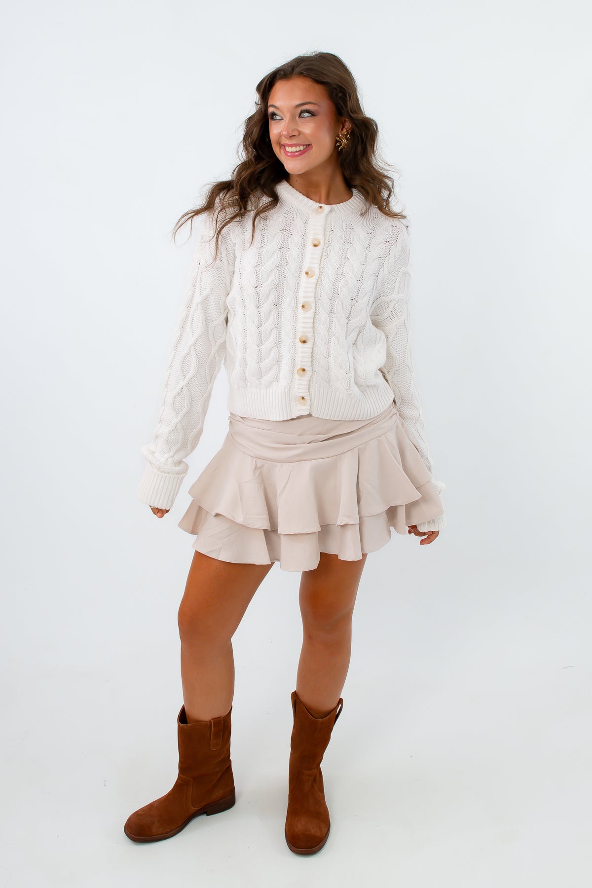 Chelsea Cream Layered Ruffle Mini Skort