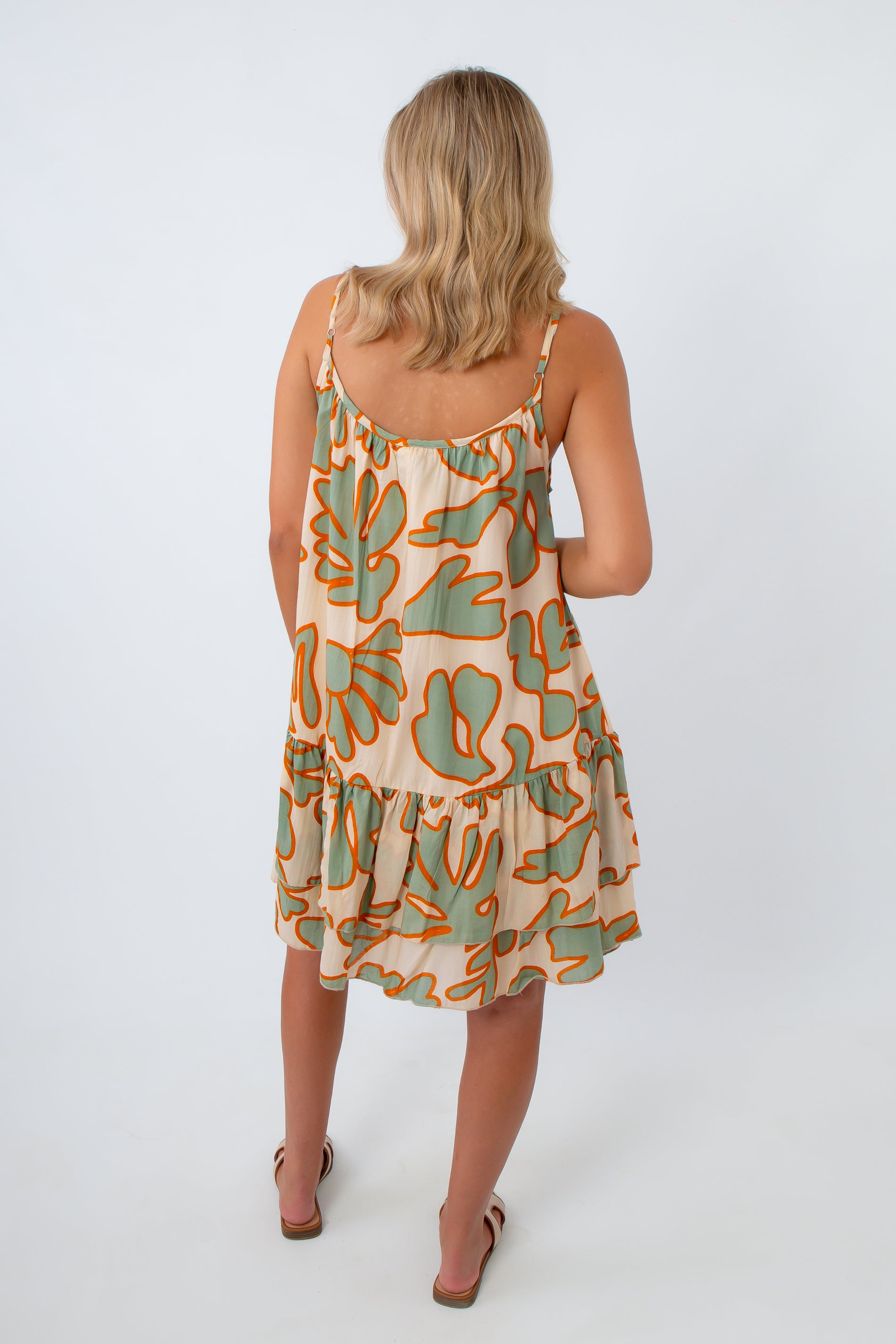 Vitamin Sea Sage Green Abstract Dress