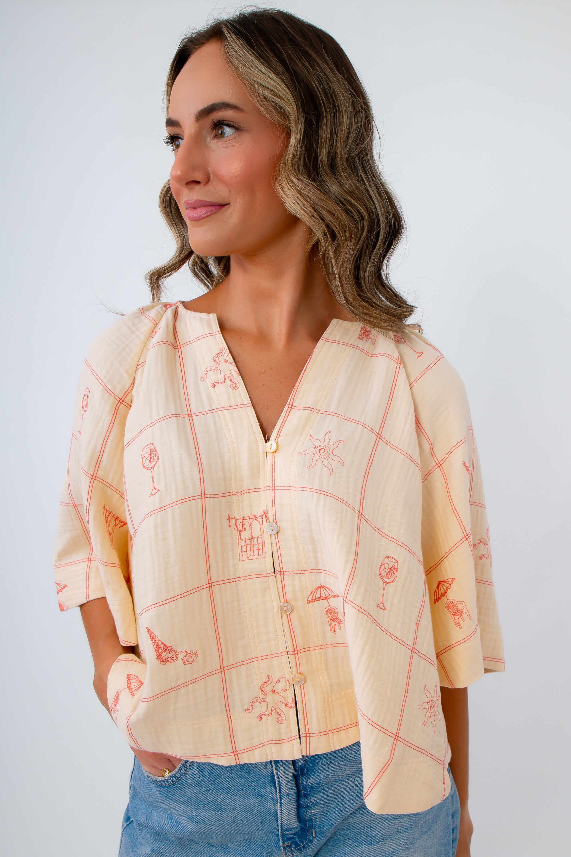100% cotton embroidered summer shirt