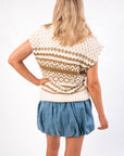Back view of Steve Madden Multi Paulie Sweater Vest featuring a cozy Fair Isle design, ideal for stylish seasonal layering in women’s apparel.