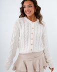 Show Me Your Mumu Cream Cable Knit Chimney Cardigan